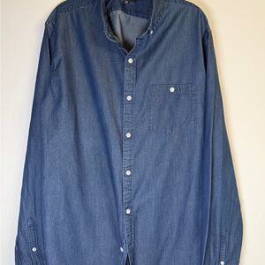 Express Men's Denim Button-Up Shirt in Blue